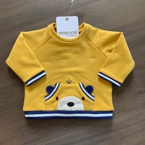 New Mayoral Yellow& Navy Bear Baby Boy Sweatshirt